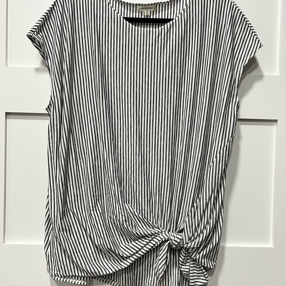 Max Studio Black and White Striped Blouse
